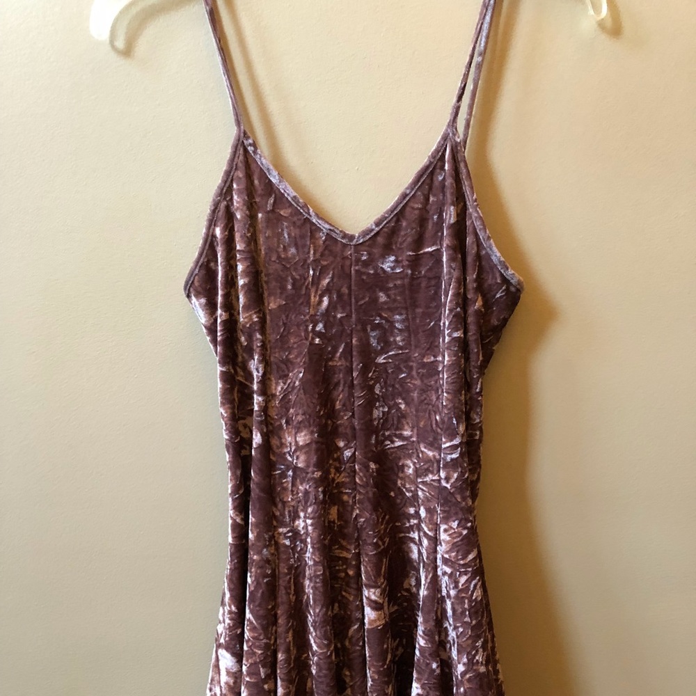 Crushed Velvet Mauve Pink Spaghetti Strap Dress